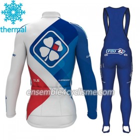 Tenue Maillot M/L + Collant à Bretelles 2017 FDJ Hiver Thermal Fleece N001